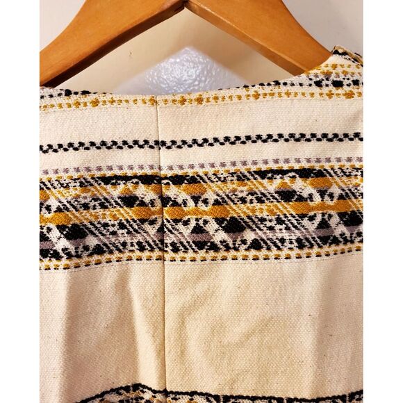 Tahari Open Blazer Jacket 2P Arthur S. Levine Woven Cream/Black/Gold Fringe Edge - Picture 6 of 10